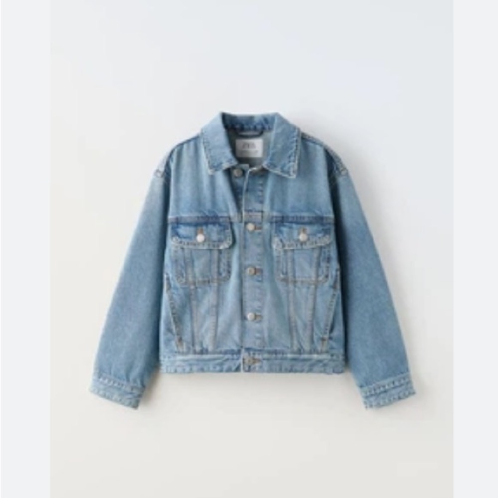 New: Zara All Cotton Denim Truckers Jacket. Size 6 / 7 - Picture 2 of 11